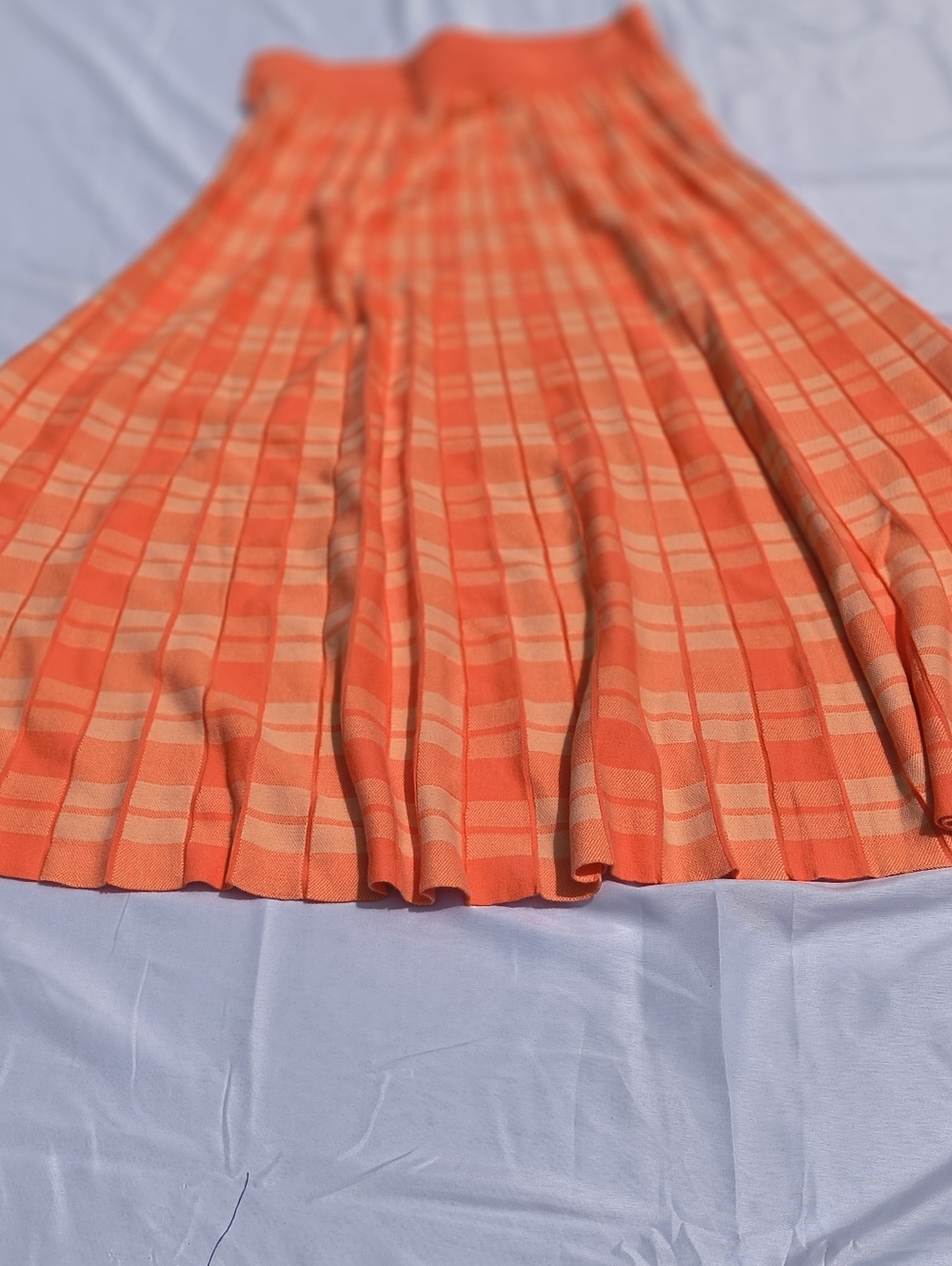 Kate Spade New York Womens Skirt Pink Pleated Checkered Long stretch Size Large